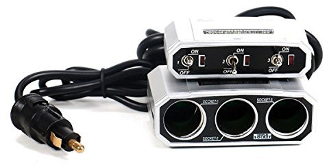 All Ride 3-Fach Steckdose für Normsteckdosen Adapter 5A, Auto LKW 12/24V Zigarettenanzünder Verteiler, einzeln geschaltet