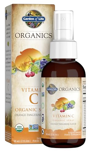 Garden of Life Organics Vitamin C Spray Featuring Amla Berry – Liquid Vitamin C Supplement for Immune & Skin Health Support, USDA Organic, Non-GMO, Vegan, Orange Tangerine Flavor, 2 Fl Oz Bottle