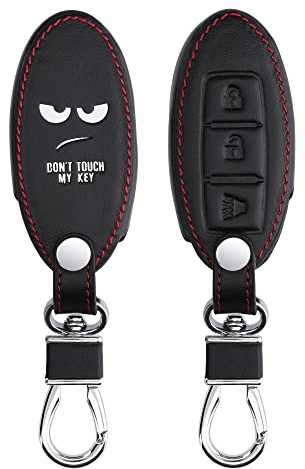 kwmobile Autoschlüssel Hülle kompatibel mit Nissan 3-Tasten Autoschlüssel - Kunstleder Schutzhülle Schlüsselhülle Don't Touch My Key Weiß Schwarz