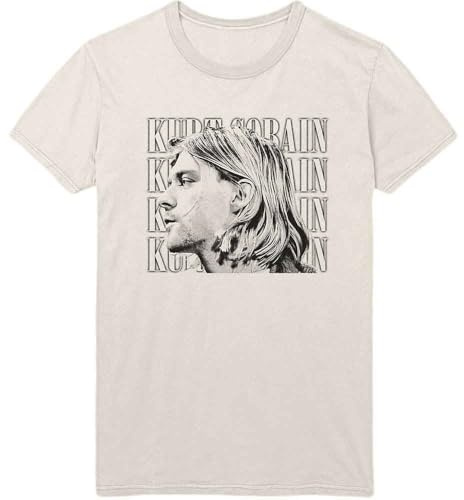 Kurt Cobain T Shirt Contrast Portrait Profile Logo Nirvana Ufficiale Natural Size M