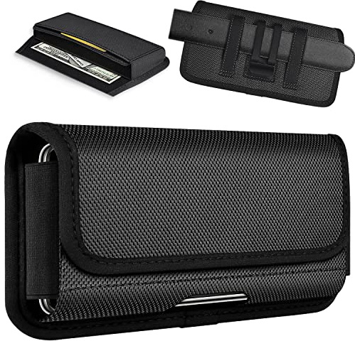 ykooe Funda Cinturón Horizontal para iPhone SE 2020, Nylon Bolsa con Clip para iPhone 11/Pro Max/XS/X/8/7 (L)