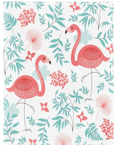 YISUMEI Bedruckte Kuscheldecke Blumen Rosa Flamingo Decke Flauschig Weich Fleecedecke 125x200 cm
