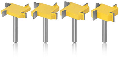 Mesee 4 Pieces 4-Wing Spoilboard Surfacing Router Bit Set, 1/4 Inch Shank Rabbet Slot Router Bits Wood Surface Flattening Cutter Woodworking Planer Grooving Milling Cutting Tool