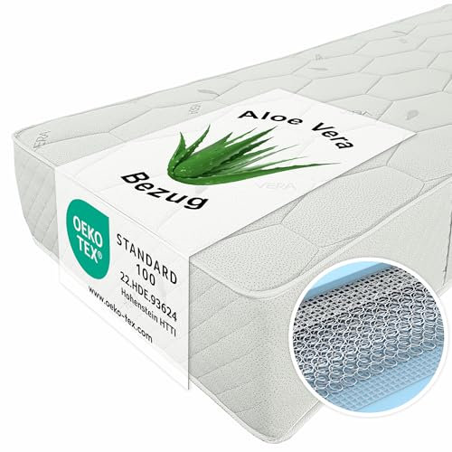 Matratzen Perfekt Federkernmatratze Smaragd, 80 x 200 cm – bandscheibengerechte Matratze mit Bonellfederkern und veredeltem Aloe-Vera Bezug, Härtegrad H4, Höhe 27 cm
