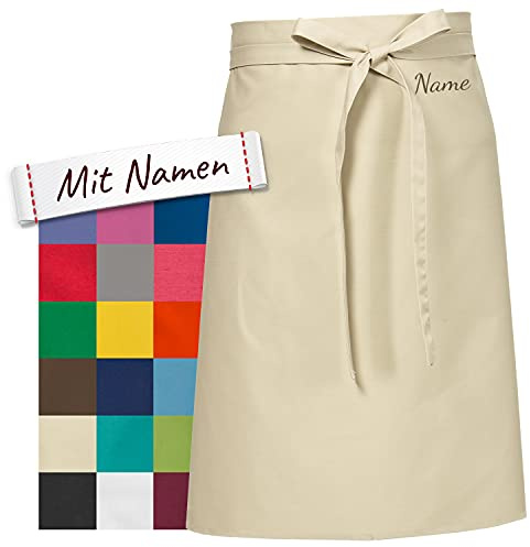 LALALO Vorbinder Schürze mit Name, hochwertig bestickt, Personalisierte Bistroschürze/Kochschürze für Damen und Herren, Malschürze/Schürze zum basteln, kochen, garten oder werken