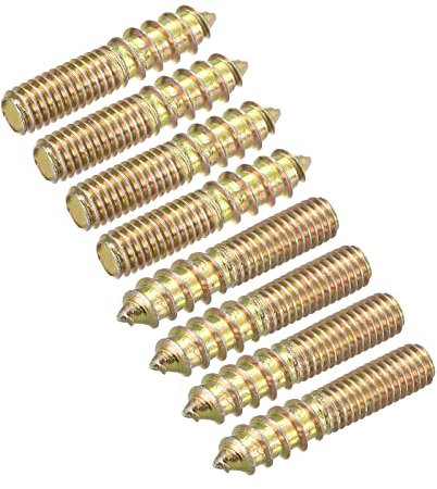 sourcing map M6x30mm Hanger Bolts, 8pcs Double Ended Thread Dowel Screws for Wood Furniture