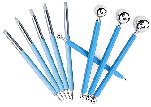 DY.2ten Ton-Skulpturwerkzeug-Set, 9 Stück von 18 Arten, doppelseitiges Kunst-Dotting-Werkzeug, Modellierkugelwerkzeug, Silikonschnitzstift, professioneller Nagelstift, Keramik, Formen, Malerei, DIY