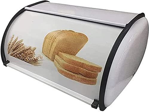 ABGRC Cocina Panera Panera de Metal, panera con Tapa Enrollable para encimera de Cocina, Soporte de Pan Multifuncional, contenedor de Almacenamiento de Pan de Gran Capacidad Decoración
