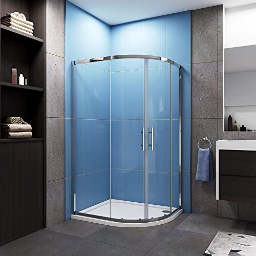 Acezanble 900x800x1900mm Quadrant Shower Enclosure Cubicle with 900x800mm Right Shower Tray Waste