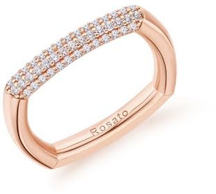 Rosato Damenring aus der weißen Kollektion. Schmuck aus 925er Silber mit Roségold-Beschichtung und weißen Zirkonia, Größe 12. Referenz: RZBI32A, Sterling Silber