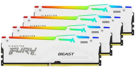 Kingston FURY Beast White RGB 64GB (4x16GB) 5600MT/s DDR5 CL40 DIMM Desktop Gaming Memory Kit of 4 Intel XMP - KF556C40BWAK4-64