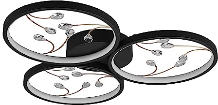 Trio Leuchten LED Deckenleuchte Groovy 642110332, Metall Schwarz matt, Kristallglas, inkl. 30 Watt LED, Switch Dimmer |