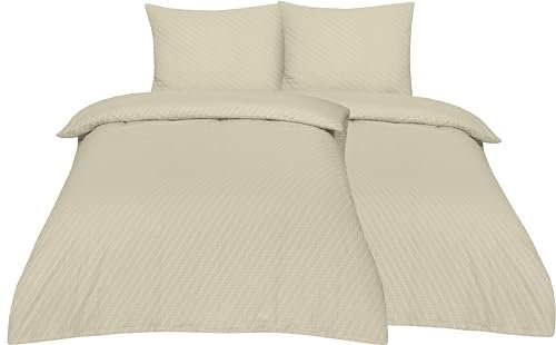 Betz Juego de 4 Piezas de Ropa de Cama Seersucker con Cremallera tamaño 135x200 cm Almohada 80x80 cm Color Nácar