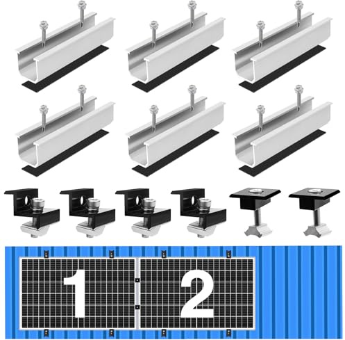 Coomoors 12cm Solarmodul Halterung Kit, Solarpanel halterung, Verstellbare Schwarz Klemme für 30-35mm Dicke Module, Solarpanel Montageset für Balkonkraftwerk Halterung Flachdach