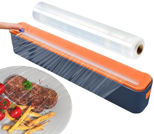 Cling Film Dispenser and Cutter, Reusable Cling Film Dispenser with Slide Cutter, Cling Wrap Dispenser for Aluminum Foil, Tin Foil, Baking Paper