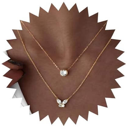 Cimenexe Bohème Geschichtet Kristall Choker Halskette Gold Cz Schmetterling Anhänger Halskette Klein Gepflastert Schmetterling Halskette Strass Schmetterling Kette Halskette Schmuck Für Frauen