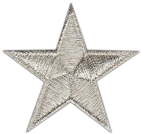 Stern Silber Metallic klein Aufnäher zum aufbügeln oder aufnähen Bügelbild Aufbügler für Kleidung gestickter Bügelpatch Applikation Star Patch Größe 4,5 x 4,5 cm