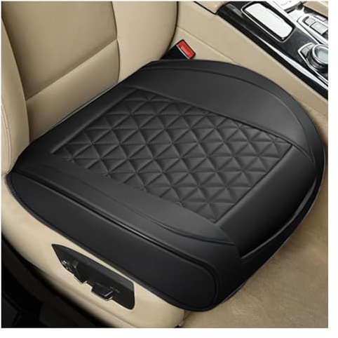 GLSOWEE Leather Car Seat Cover, Auto Front Bottom Seat Cover, Black