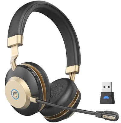 Earbay Casque sans fil avec microphone antibruit et 45 heures de temps de travail, casque Bluetooth V5.3 avec micro muet et dongle USB pour PC, ordinateur, téléphone, bureau, équipes d'appel, zoom