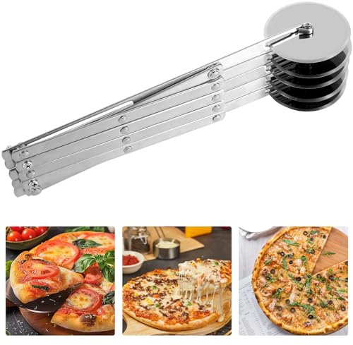 Caffney 5/7 Wheel Pastry Cutter Wheel Expandable Pastry Wheel Slicer Stainless Steel Pastry Dough Wheel Cutter Labor Saving Dough Cutter Wheel Reusable Dough Divider Cutter for Pizza Bread Cakes HHD
