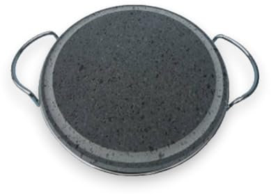 Plaque en pierre de lave ronde de qualité alimentaire barbecue en fer 26,5 x 1,5 cm