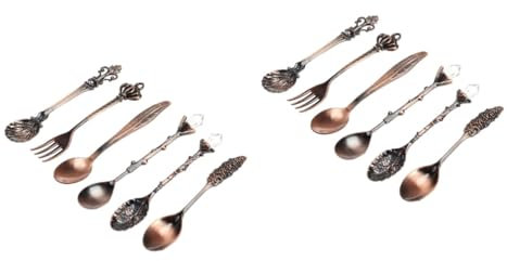 Amosfun 12 Stk Dessertgabeln Retro-kaffeelöffel Mischlöffel Für Getränke Löffel Für Espresso Espressolöffel Antiker Kaffeelöffel Eislöffel Retro-löffel Alter Teelöffel Retro-dessertlöffel