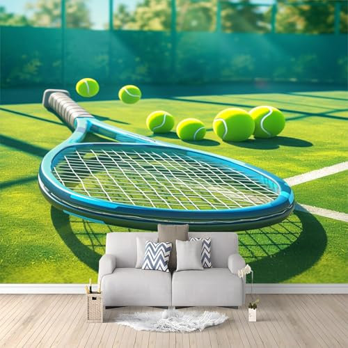 Tennis Sportivo Carta da Parati Fotografica Verde Design per Pareti Camera - Fotomurale Tessuto Non Tessuto Colla Non Inclusa 400x280 cm