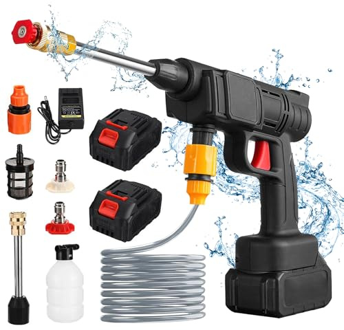 Nettoyeur Haute Pression sans Fil, Nettoyeur Haute Pression 30 Bar, 435 PSI Nettoyeur Haute Pression Portable, Nettoyeur Haute Pression à Batterie pour Le Nettoyage de Voiture (18V+24V Batteries)