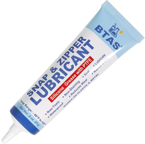BTAS Zipper Lubricant for Plastic and Metal, Zipper Ease Lube Silicone Grease for Boat Canvas Cooler Bags Clothes Dresses with PTFE Marine Grade 57g