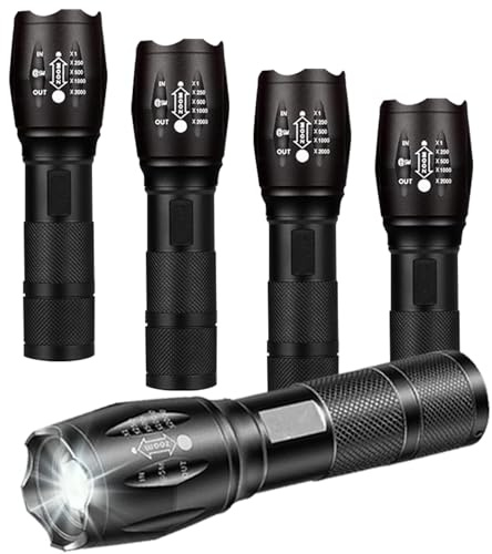 HYVCZP LED Torch, Super Bright Adjustable Focus Flashlight, 5 Modes, Waterproof & Lightweight for Camping, Hiking, Emergency, Home Use (Aluminium Alloy Body) (5)