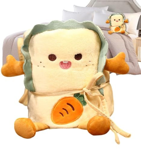 Lunaobrik Manta y cojín para niños, Manta de Almohada 2 en 1 | Manta de Tiro 2 en 1 Manta con cojín para Tostadas de Felpa | Manta de Viaje compacta con cojín Acolchado