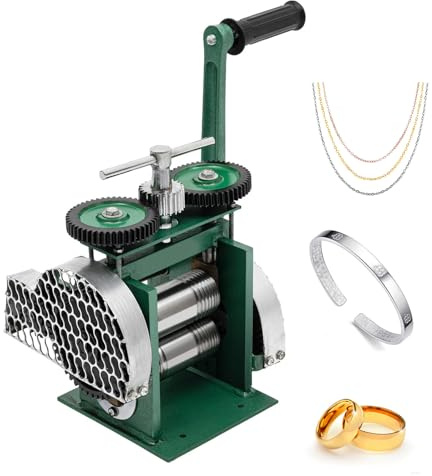 Jewelry Rolling Mill, 120mm Manual Roller Mill Machine with Hand Crank, Combination Rolling Mill Machine for Pressing Gold Silver Copper Metal into Wire Rods of Various Sizes