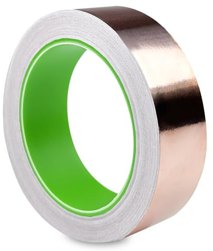 Crihovy Ruban Cuivre Anti Limace, Bande de Cuivre Conductrice Autocollante, EMI Blindage Copper Foil Tape, Ruban Adhésif Conducteur Double Face en Feuille de Cuivre pour Réparation Électrique