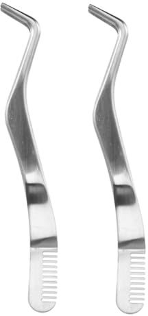 Gebogene Wimpernpinzette mit 2 Edelstahl, aus Kamm | Silber, für Tägliches Make Up und Besondere Anlässe, Kompakt, Multifunktional