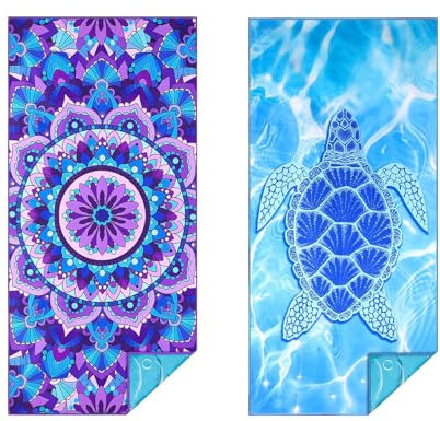 MetalNuts Strandtuch Mikrofaser – 2er Set XXL Strandtücher 180×80 cm, Schnelltrocknendes Strandtuch für Urlaub, Strand & Pool, Weiches Reisetuch als Strandlaken, Leicht & Hautfreundlich