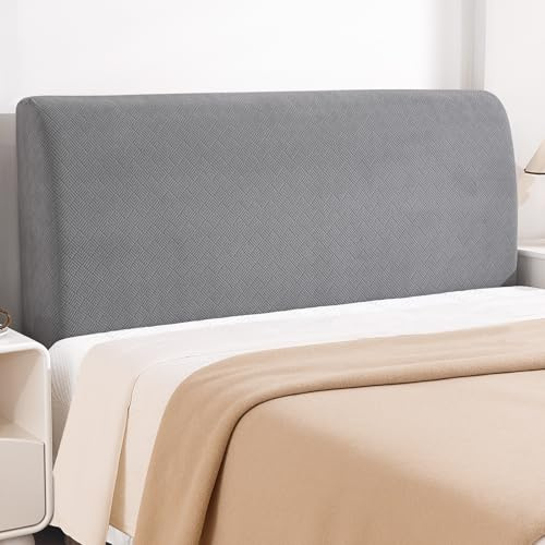 YSTELLAA Copri Testata Letto Matrimoniale, 150CM, Coprispalliera Letto Elasticizzata, Universale Copri Testiera Letto Matrimoniale Lavabile, Headboard Cover Antipolvere, Grigio Chiaro
