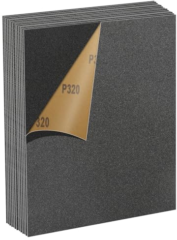 MOGRQAP 12 Sheets Sanding Paper 23 x 28cm, 320 Grits Sandpaper Wet and Dry | Sand Paper 320 Grits for Cars Metals Walls Wood Furniture, Silicon Carbide Sandpaper Sheets for Polishing & Finishing