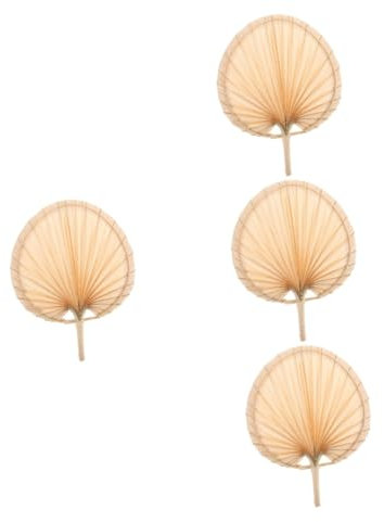 Healvian 4 Pièces fan de peinture éventail naturel éventail à feuilles ventilateur personnel tissé à la main de style chinois vintage feuilles de palmier