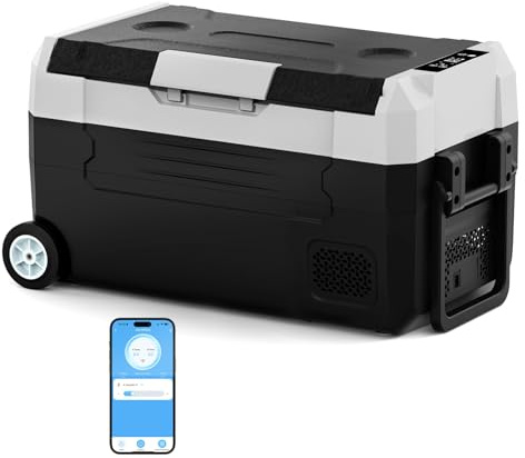 SHAREWIN 35L Compressor Car Fridge Freezer, 12V Portable Car Fridge Freezer, 12/24V DC&110-240V AC Camping Refrigerator for Campervan, Car, Truck, Boat, Motorhome, Travel, Picnic, -20℃ to 20℃