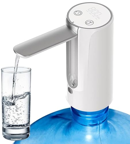 Bomba de agua eléctrica cuantitativa de 3 niveles cargable por USB, bomba automática de agua potable, portátil y plegable, camping y hogar (blanco)