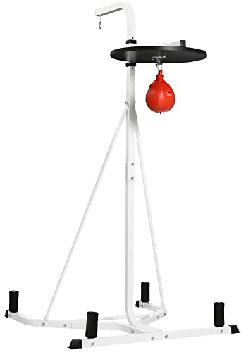 Soozier 2-in-1 Boxsackständer verstellb. Höhe beschw. Basis Speed Bag | Schwerer Boxsackständer, freistehend, für Heim-Fitness