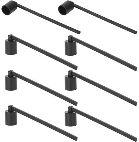 Biugaaufai 8 Pack Black Candle Snuffer, Premium Stainless Steel Wick Flame Extinguisher, 6.3 Inch Long Handle, Elegant Design for Scented Candles, Wick Snuffer for Candle Lovers