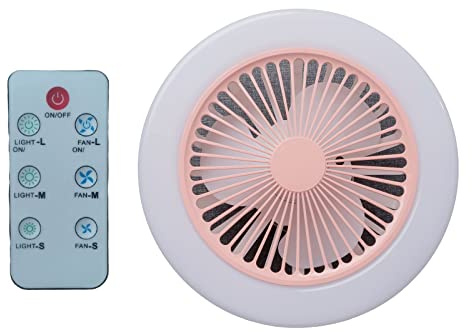 JTQYFI Ceiling Fan With LED Light 9Inch 2800mAh Battery USB Fan Remote Control 3 Speeds Portable For Indoor Outdoor Camping
