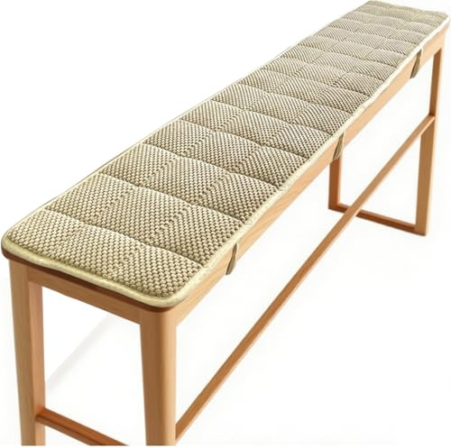 RTSFKFS Bankauflagen Gepolstert Bierbankauflagen Outdoor, Sitzkissen Bank, Banke Kissen Kissenauflage Schwammfüllung, Weicher Stoff Mit Riemen, for Esszimmer, Terrasse, Garten(Khaki,30x180cm)