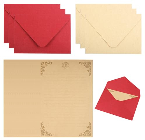 Briefpapier mit Umschlag Set, 20 Vintage Briefpapier mit 6 Umschlag, Vintage Papier mit Linien, Briefumschlag Briefpapier, für Einladung Liebesbrief