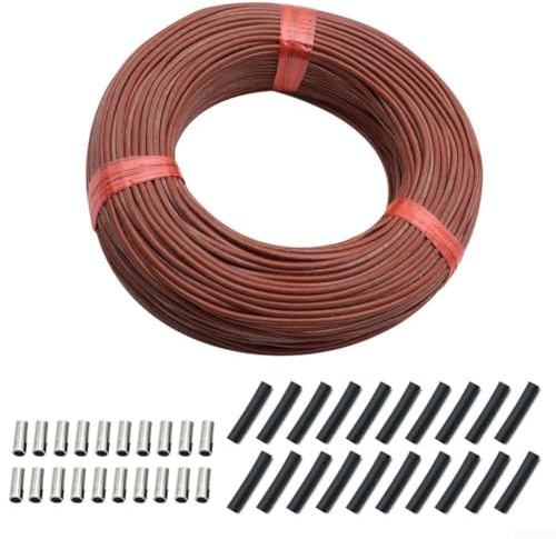 Câble de chauffage au sol 12 K en fibre de carbone infrarouge, 33 Ω/m, fil de chauffage électrique avec isolation en caoutchouc de silicone, test haute tension 3000 V, sortie 25 W/m, (100 m)