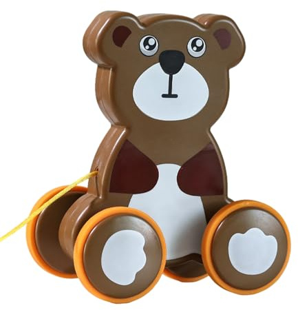 Giocattolo da traino per 1 anno, giocattolo da traino – Divertente giocattolo con cordoncino, giocattolo push-pull, ruote in, pneumatici silenziosi da portare con sé, giocattolo