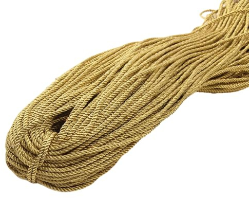 Leliafleury 5 Meter Gold Metallic Twisted Cord Trim 3mm Polyester Twisted Cord Rope for DIY Craft Curtain Tieback Home Decor