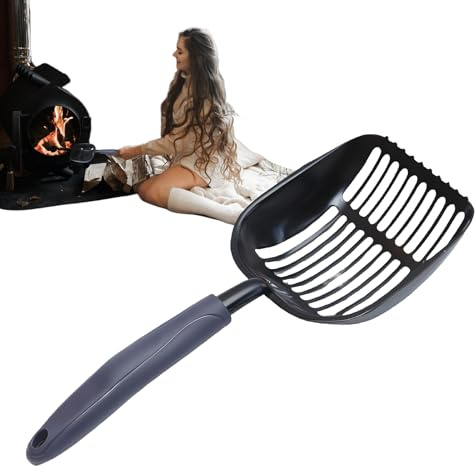 Pala a carbone cava per stufa a legna, setaccio per cenere resistente al calore e strumento per griglia, accessorio portatile per la pulizia del e della griglia, per setacciare e