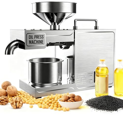 richigblosmum Pressa per Olio Automatica 3-6 kg/h | Estrattore d'Olio Elettrico 820W con Spremitura Caldo/Freddo | Acciaio Inossidabile 304 | Montaggio e Pulizia Facili | Adatto per 30+ Semi e Noci
